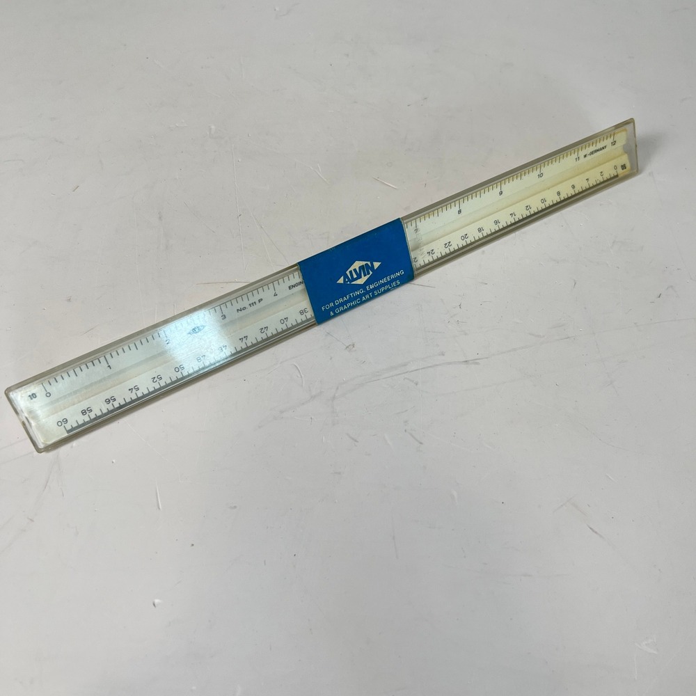 Alvin No 111 P Triangular Engineer Scale 12 Inch White Drafting Ruler Vintage